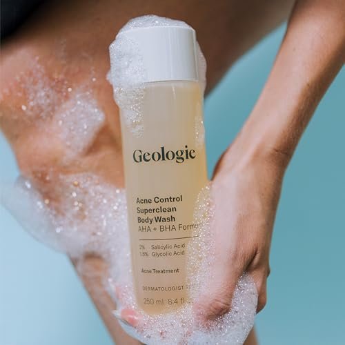 Geologie Acne Control Body Wash – Exfoliating AHA + BHA Cleanser for Men & Women, Reduces Bacne & Body Breakouts, Salicylic Acid + Glycolic Acid, 8.4 Fl Oz Avelisse