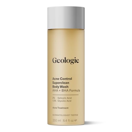 Geologie Acne Control Body Wash – Exfoliating AHA + BHA Cleanser for Men & Women, Reduces Bacne & Body Breakouts, Salicylic Acid + Glycolic Acid, 8.4 Fl Oz Avelisse