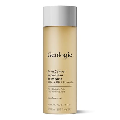 Geologie Acne Control Body Wash – Exfoliating AHA + BHA Cleanser for Men & Women, Reduces Bacne & Body Breakouts, Salicylic Acid + Glycolic Acid, 8.4 Fl Oz Avelisse