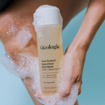 Geologie Acne Control Body Wash – Exfoliating AHA + BHA Cleanser for Men & Women, Reduces Bacne & Body Breakouts, Salicylic Acid + Glycolic Acid, 8.4 Fl Oz Avelisse