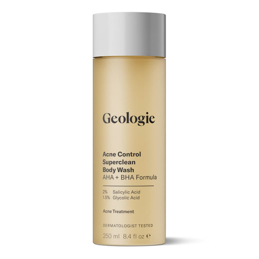 Geologie Acne Control Body Wash – Exfoliating AHA + BHA Cleanser for Men & Women, Reduces Bacne & Body Breakouts, Salicylic Acid + Glycolic Acid, 8.4 Fl Oz Avelisse