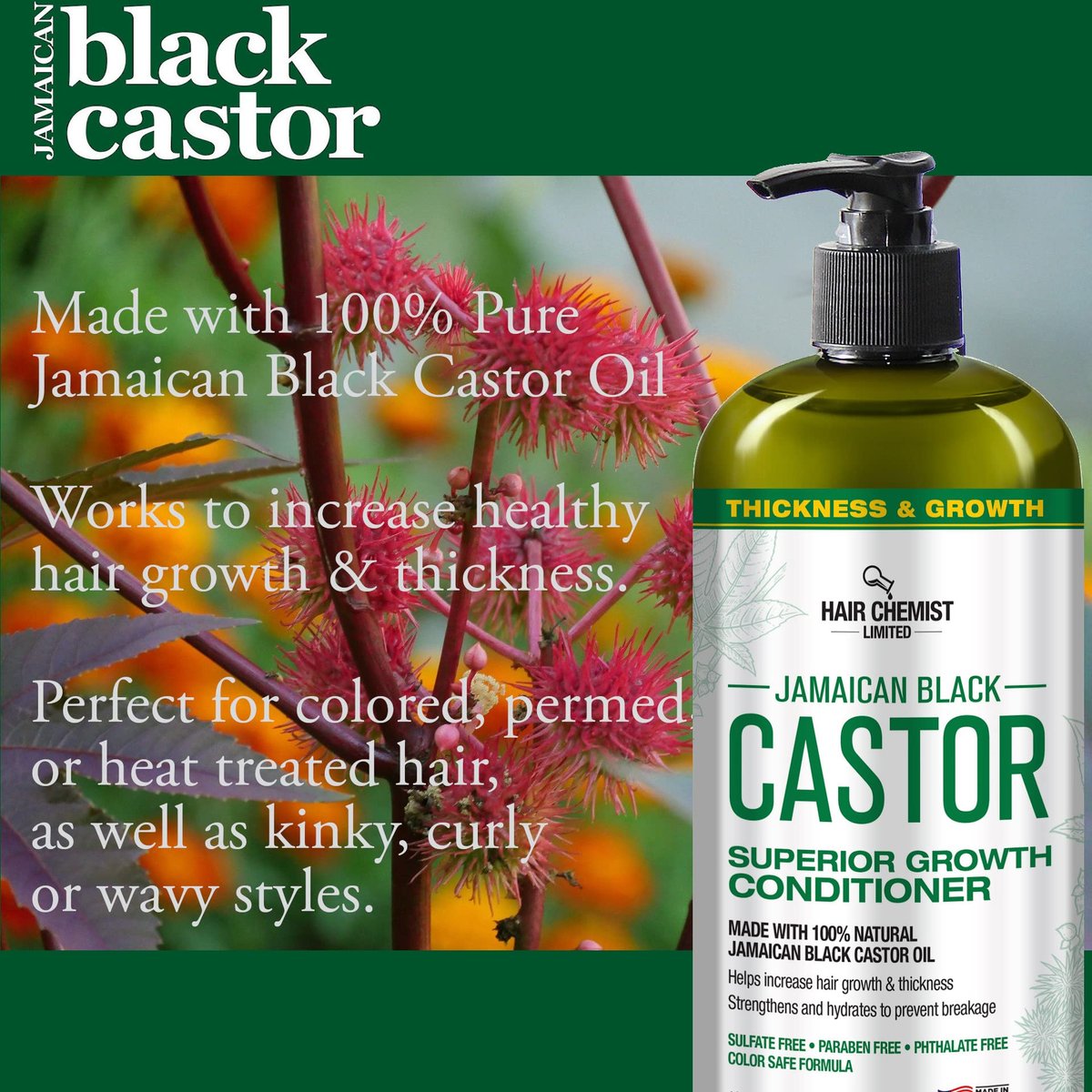 Hair Chemist Superior Growth Jamaican Black Castor Shampoo & Conditioner Set (2 x 33.8 oz) - Nourishing Hair Growth Duo Avelisse