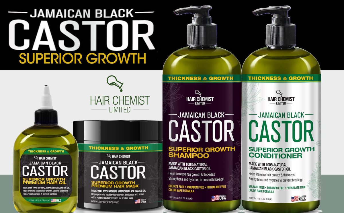 Hair Chemist Superior Growth Jamaican Black Castor Shampoo & Conditioner Set (2 x 33.8 oz) - Nourishing Hair Growth Duo Avelisse
