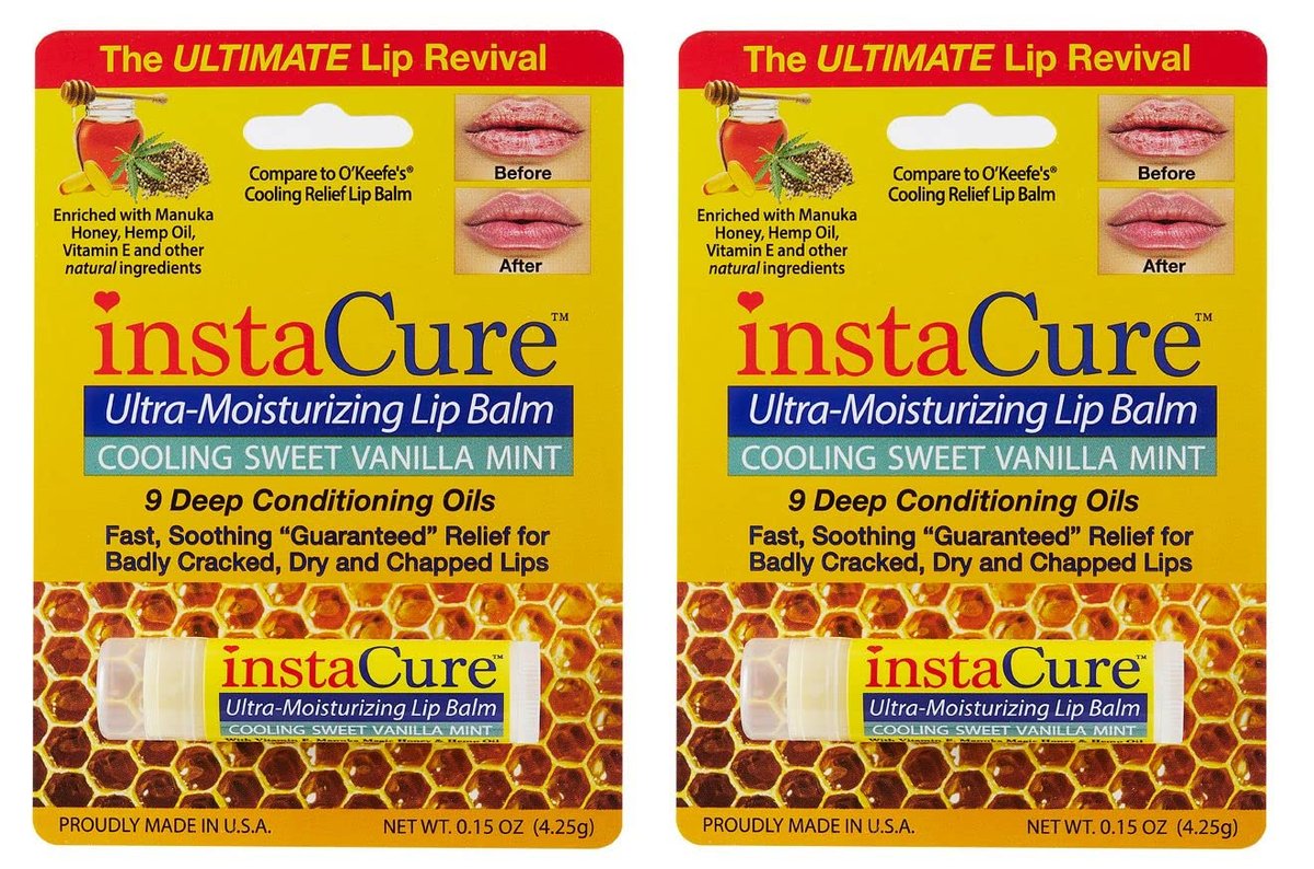 InstaCure 4-Pack Lip Balm Set: Vanilla Bean & Vitamin E, Peppermint & Vitamin E, Sweet Vanilla Mint Lip Repair with Manuka Honey – Ultra-Moisturizing Lip Balm for Chapped, Dry & Cracked Lips - görsel 8