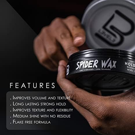 L3 Level 3 Spider Wax - Long Lasting Strong Hold Hair Wax for Men - 5 oz Avelisse