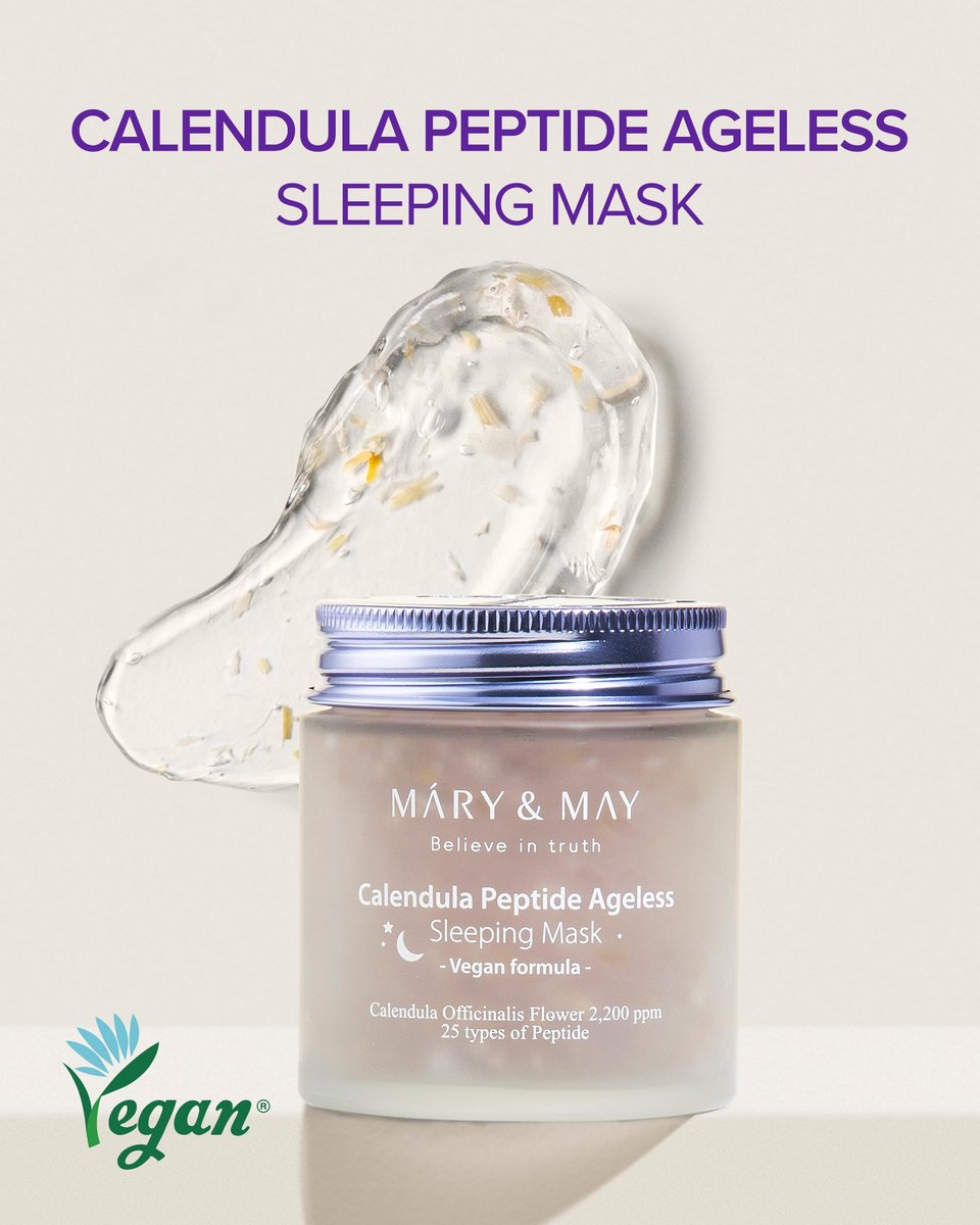 Mary&May Vegan Calendula Peptide Ageless Sleeping Mask – Overnight Hydrating Gel Face Mask with Real Calendula Petals & 25 Peptides, Ceramide, Hyaluronic Acid – Soothing 3.7 fl oz - görsel 3