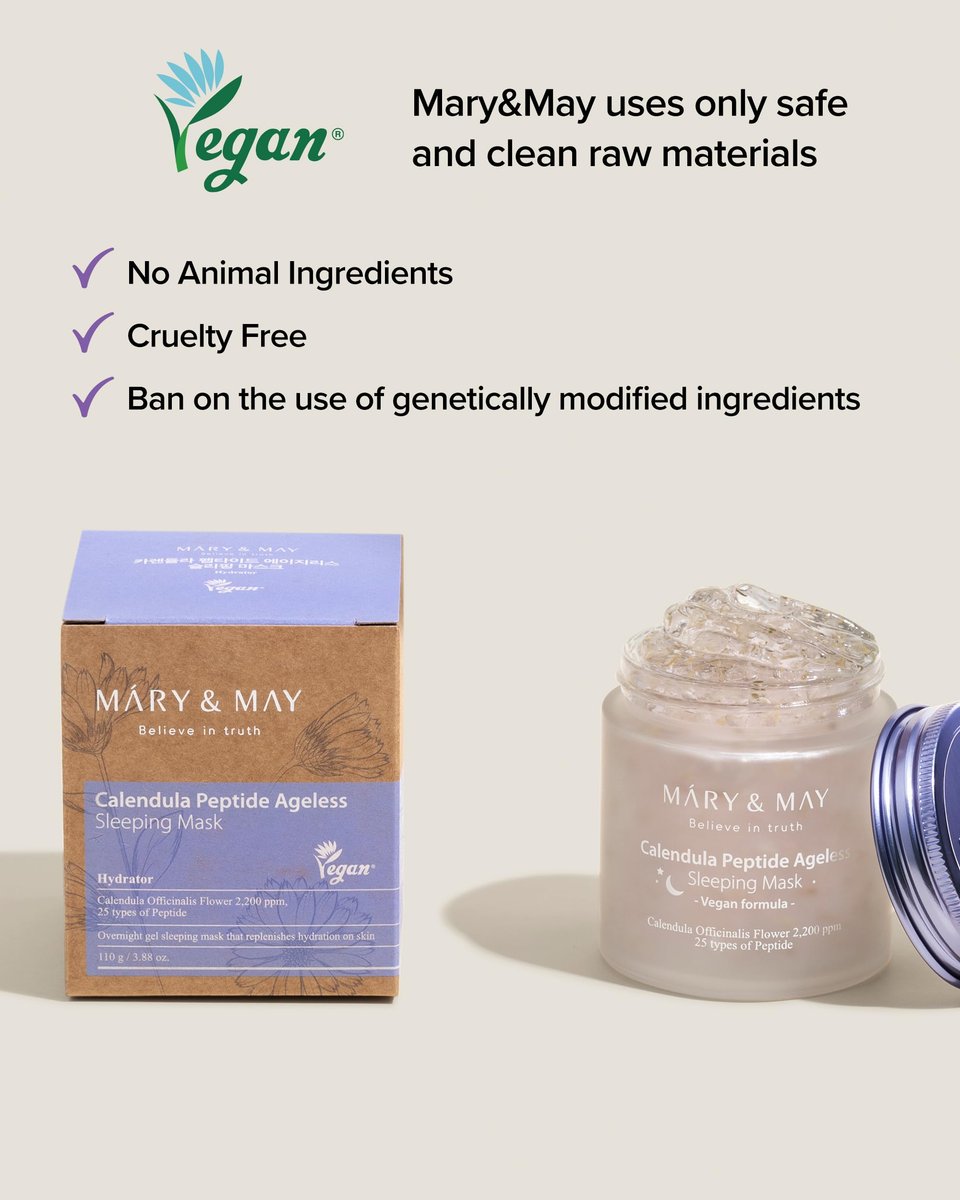 Mary&May Vegan Calendula Peptide Ageless Sleeping Mask – Overnight Hydrating Gel Face Mask with Real Calendula Petals & 25 Peptides, Ceramide, Hyaluronic Acid – Soothing 3.7 fl oz - görsel 11