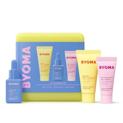 BYOMA So Hydrating Set – Barrier Repair Skincare Trio for Dry Skin | Creamy Jelly Cleanser, Hydrating Serum & Ceramide Moisturizer | Alcohol-Free Anti-Wrinkle Routine (30ml + 15ml + 15ml)