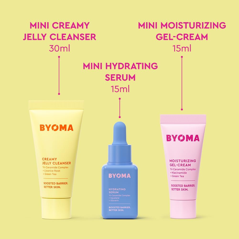 BYOMA So Hydrating Set – Barrier Repair Skincare Trio for Dry Skin | Creamy Jelly Cleanser, Hydrating Serum & Ceramide Moisturizer | Alcohol-Free Anti-Wrinkle Routine (30ml + 15ml + 15ml) - görsel 3