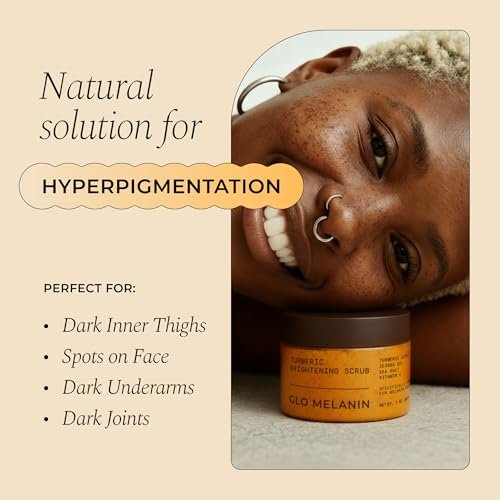 GLO Melanin Turmeric Scrub for Dark Spots – Brightening Body Scrub for Inner Thighs, Bikini Area, Underarms – Natural Exfoliating Face & Body Scrub (7 oz) - görsel 3