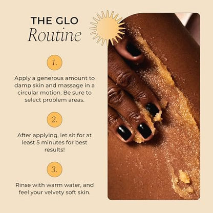 GLO Melanin Turmeric Scrub for Dark Spots – Brightening Body Scrub for Inner Thighs, Bikini Area, Underarms – Natural Exfoliating Face & Body Scrub (7 oz)