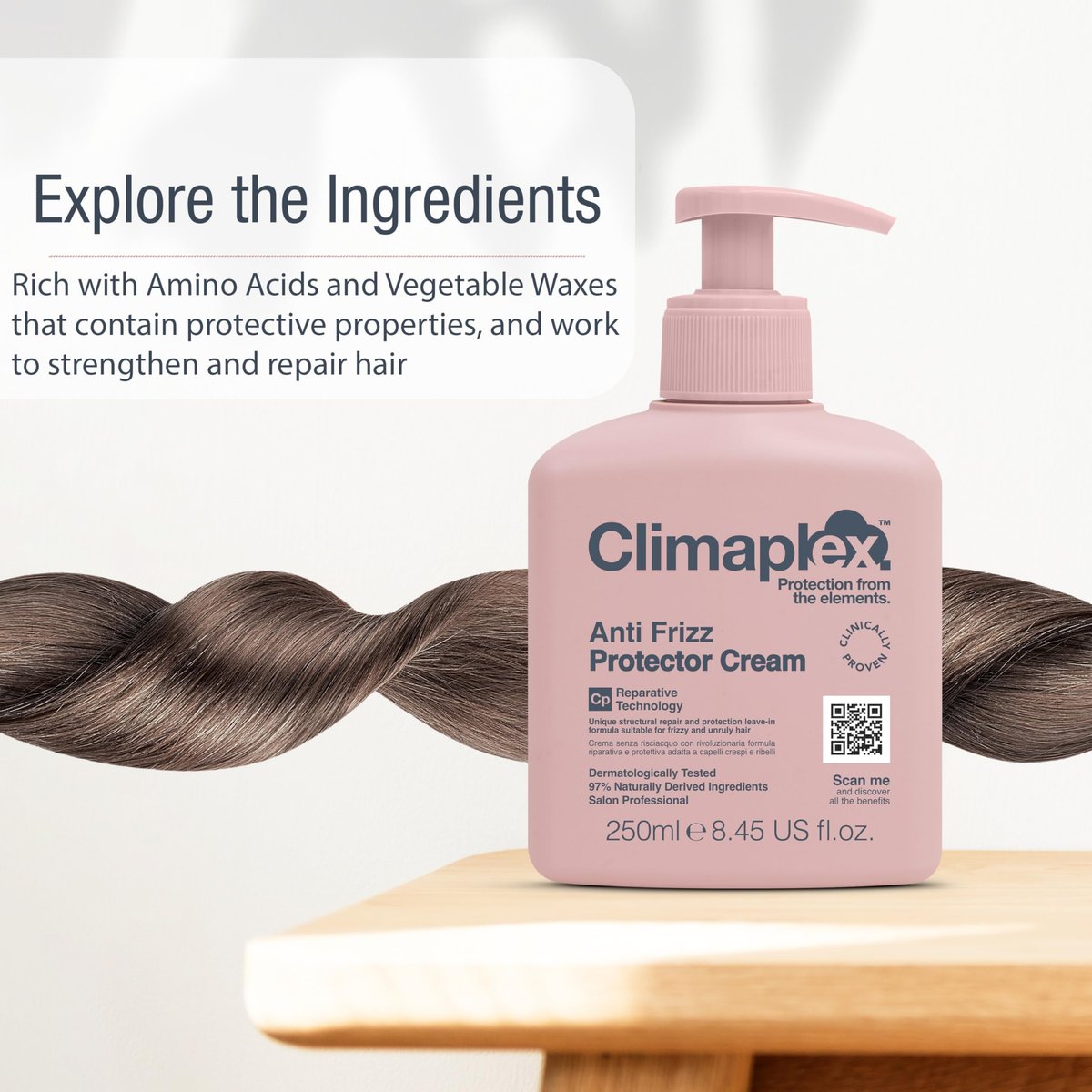 Climaplex Anti Frizz Protector Cream - Heat & UV Shield, Healthy Scalp, Silky Hair - Vegan & Cruelty Free - 8.45 oz - görsel 6
