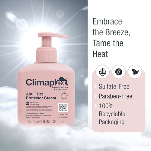 Climaplex Anti Frizz Protector Cream - Heat & UV Shield, Healthy Scalp, Silky Hair - Vegan & Cruelty Free - 8.45 oz - görsel 7