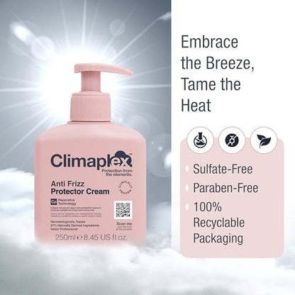 Climaplex Anti Frizz Protector Cream - Heat & UV Shield, Healthy Scalp, Silky Hair - Vegan & Cruelty Free - 8.45 oz