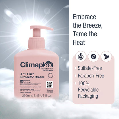 Climaplex Anti Frizz Protector Cream - Heat & UV Shield, Healthy Scalp, Silky Hair - Vegan & Cruelty Free - 8.45 oz
