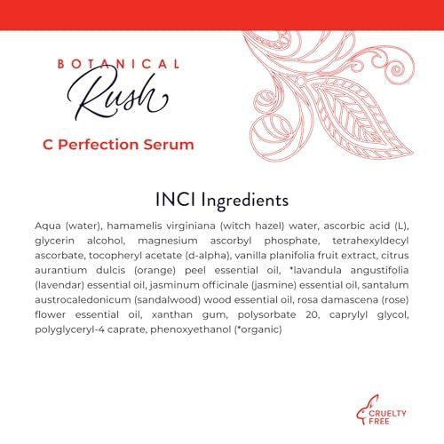 Botanical Rush C Perfection Vitamin C Serum – 14% Vitamin C Complex with Vitamin E – Brightening, Dark Spot & Collagen Support Serum for Radiant Face & Neck – 1 fl oz - görsel 7