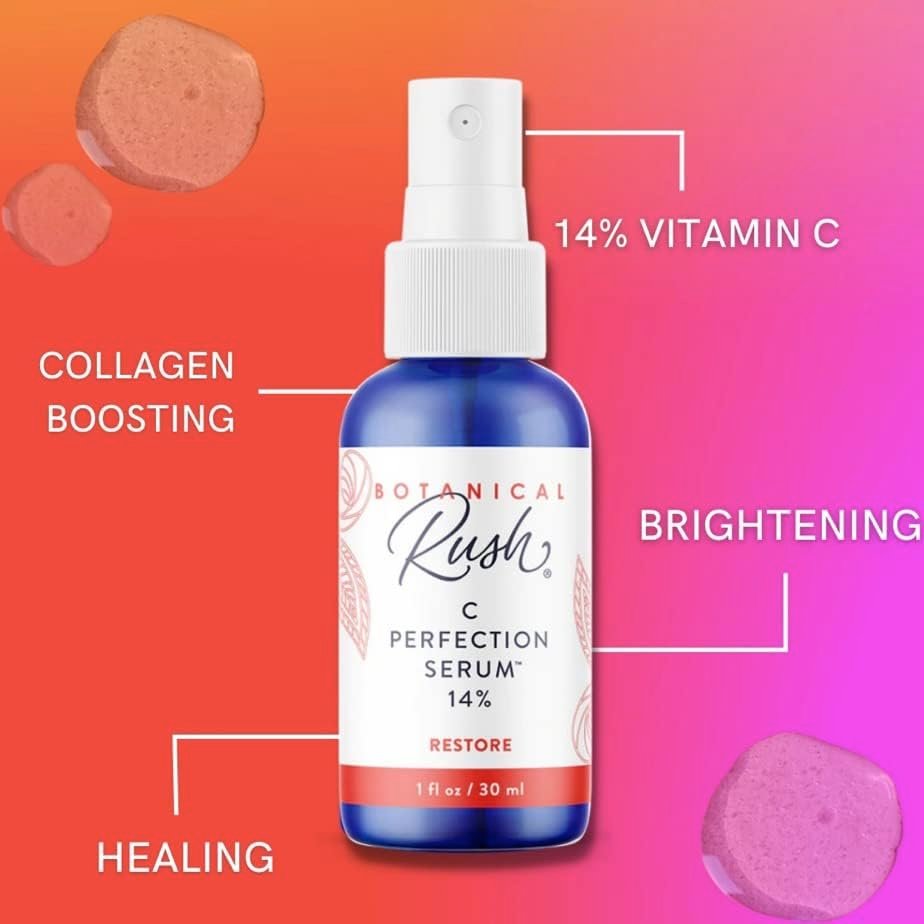 Botanical Rush C Perfection Vitamin C Serum – 14% Vitamin C Complex with Vitamin E – Brightening, Dark Spot & Collagen Support Serum for Radiant Face & Neck – 1 fl oz - görsel 9