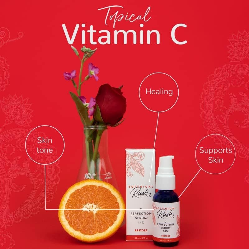 Botanical Rush C Perfection Vitamin C Serum – 14% Vitamin C Complex with Vitamin E – Brightening, Dark Spot & Collagen Support Serum for Radiant Face & Neck – 1 fl oz - görsel 3