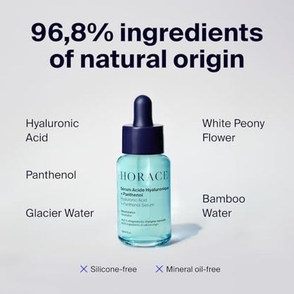 HORACE Hyaluronic Acid + Panthenol Face Serum for Men – Advanced Moisturising Facial Treatment for Dry Skin, Dehydration Lines, and Elasticity – Vegan Skincare for All Skin Types – Unscented, 30ml Avelisse