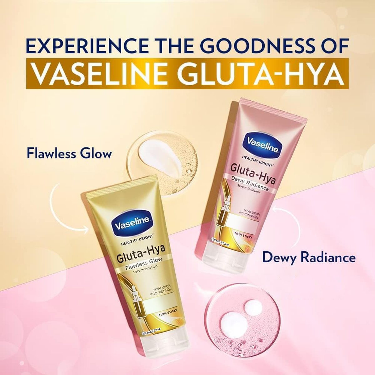 Vaseline Gluta-Hya Serum-In-Lotion, Lightweight Moisturizing Body Lotion, 200 ml / 6.7 fl oz - görsel 3