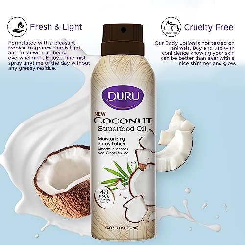 Duru Coconut Moisturizing Spray Lotion - 48 Hour Moisture Body Lotion with Coconut Oil, 5 oz - görsel 6