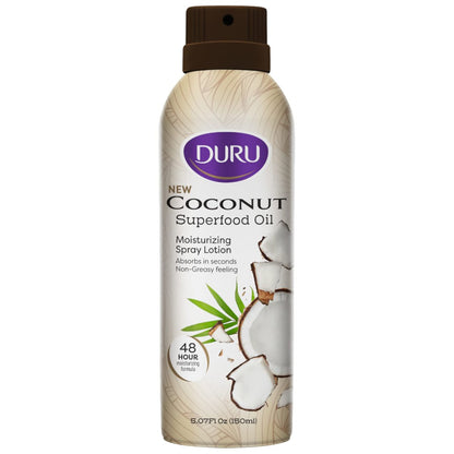 Duru Coconut Moisturizing Spray Lotion - 48 Hour Moisture Body Lotion with Coconut Oil, 5 oz