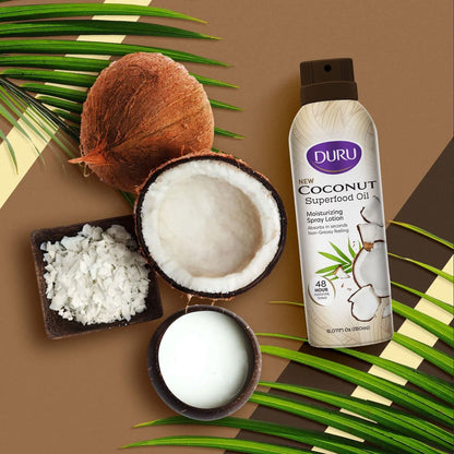 Duru Coconut Moisturizing Spray Lotion - 48 Hour Moisture Body Lotion with Coconut Oil, 5 oz