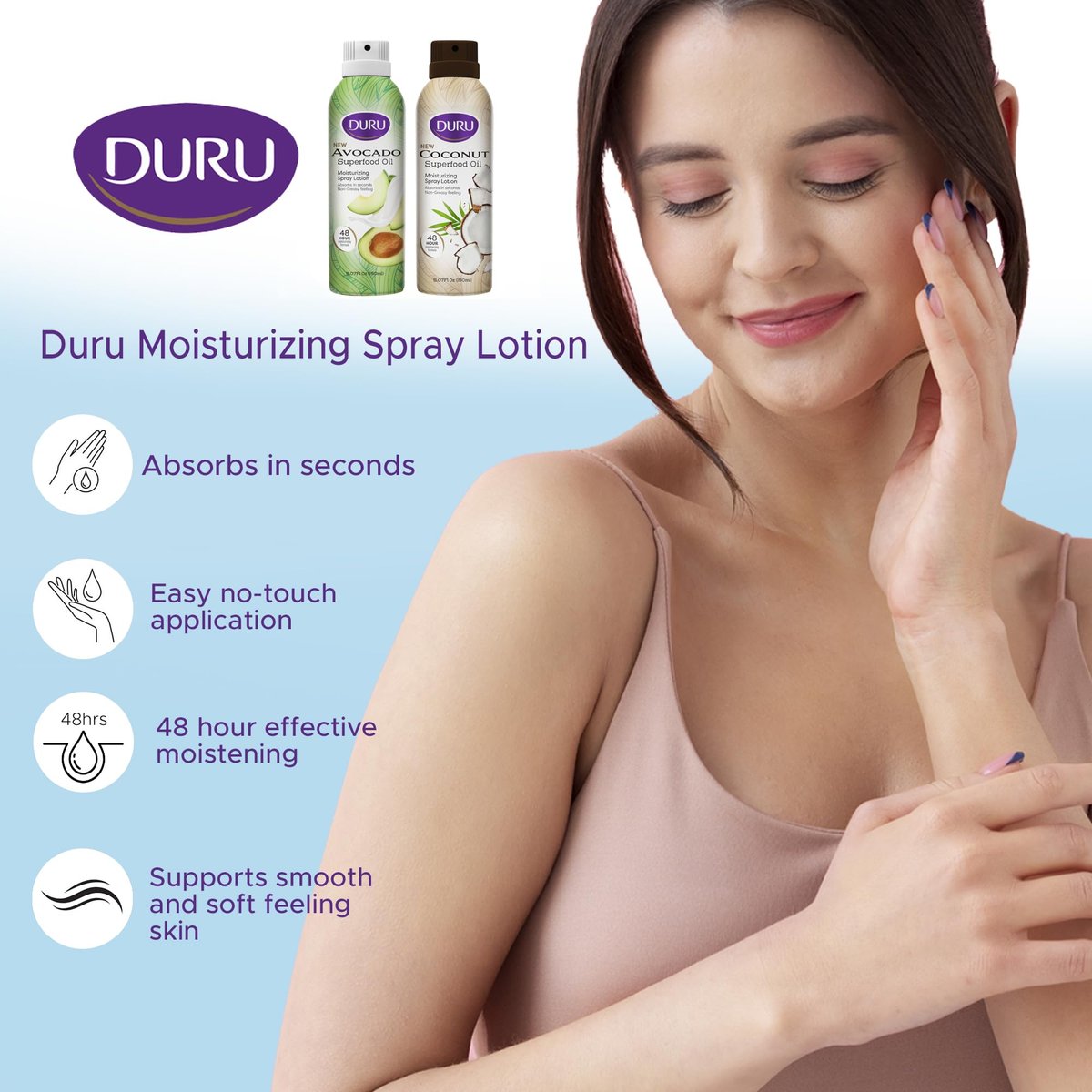 Duru Avocado Moisturizing Spray Lotion – 48 Hour Hydration Body Lotion with Avocado Oil (5 oz) - görsel 9