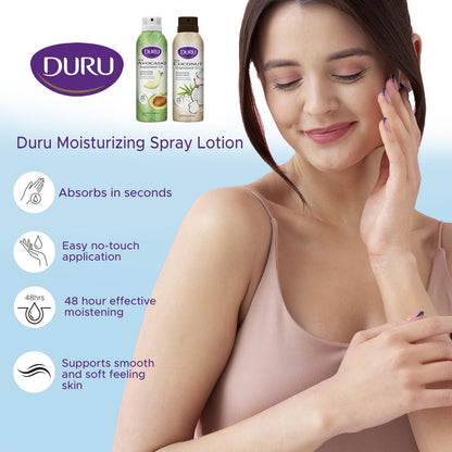 Duru Avocado Moisturizing Spray Lotion – 48 Hour Hydration Body Lotion with Avocado Oil (5 oz)