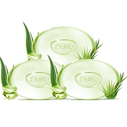 Duru Aloe Vera Glycerin Bar Soap - Vegan Transparent Cleansing Bar, Moisturizing Sensitive Skin Wash for Women and Men, Plant Based - 3 Pack - görsel 3