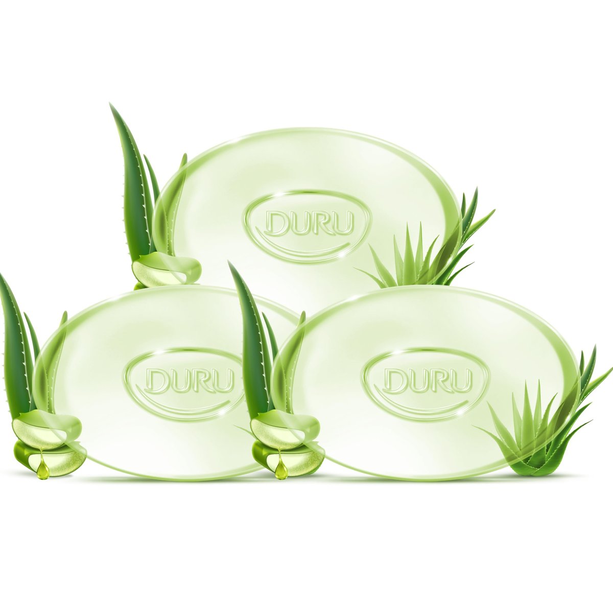 Duru Aloe Vera Glycerin Bar Soap - Vegan Transparent Cleansing Bar, Moisturizing Sensitive Skin Wash for Women and Men, Plant Based - 3 Pack - görsel 4