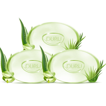 Duru Aloe Vera Glycerin Bar Soap - Vegan Transparent Cleansing Bar, Moisturizing Sensitive Skin Wash for Women and Men, Plant Based - 3 Pack