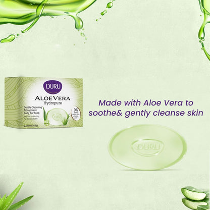 Duru Aloe Vera Glycerin Bar Soap - Vegan Transparent Cleansing Bar, Moisturizing Sensitive Skin Wash for Women and Men, Plant Based - 3 Pack