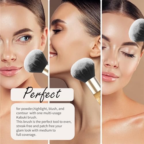 TADA Natural Beauty Kabuki Brush for Foundation, Powder, Blush & Bronzer - Premium Makeup Brush for Liquid, Powder & Cream - görsel 6