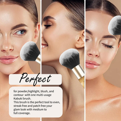 TADA Natural Beauty Kabuki Brush for Foundation, Powder, Blush & Bronzer - Premium Makeup Brush for Liquid, Powder & Cream