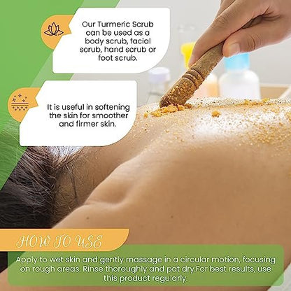 AMVital Turmeric Body Scrub - Handmade Natural Scrub for Body, Face, Hands, and Feet - Suitable for All Skin Types (7.8 oz)