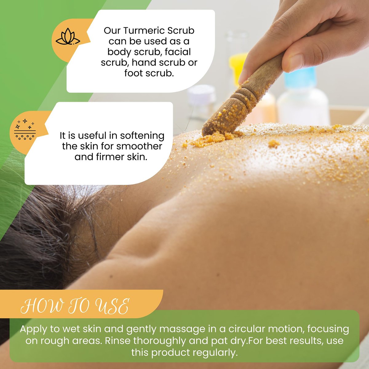 AMVital Turmeric Body Scrub - Handmade Natural Scrub for Body, Face, Hands, and Feet - Suitable for All Skin Types (7.8 oz) - görsel 7