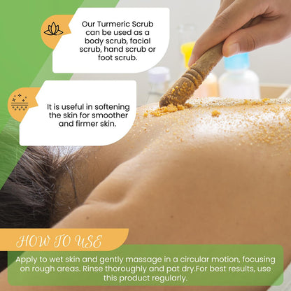 AMVital Turmeric Body Scrub - Handmade Natural Scrub for Body, Face, Hands, and Feet - Suitable for All Skin Types (7.8 oz)
