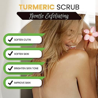 AMVital Turmeric Body Scrub - Handmade Natural Scrub for Body, Face, Hands, and Feet - Suitable for All Skin Types (7.8 oz)
