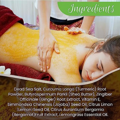 AMVital Turmeric Body Scrub - Handmade Natural Scrub for Body, Face, Hands, and Feet - Suitable for All Skin Types (7.8 oz)