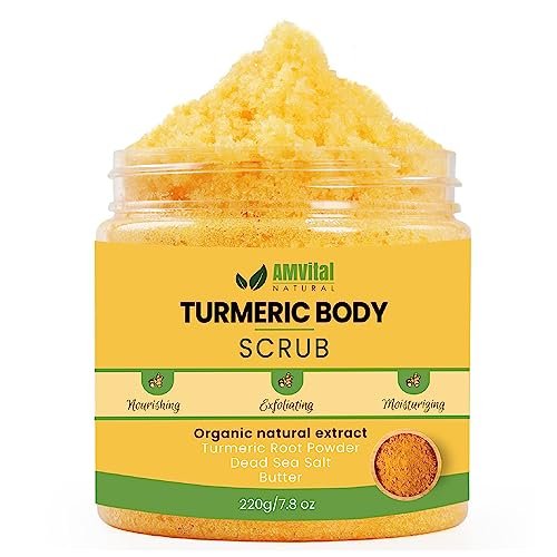 AMVital Turmeric Body Scrub - Handmade Natural Scrub for Body, Face, Hands, and Feet - Suitable for All Skin Types (7.8 oz) - görsel 2