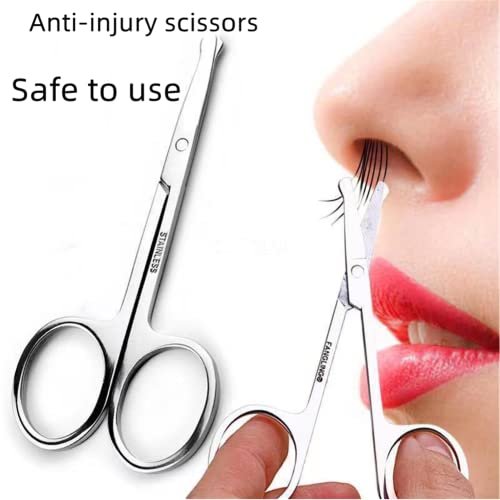 XUJINCN Small Scissors 3.5in - 3 Pack Curved & Round Beauty Scissors for Eyebrows, Eyelashes, Nose Hair, Ear & Mustache Trimming - Stainless Steel Personal Grooming Kit - görsel 8