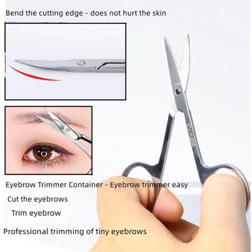 XUJINCN Small Scissors 3.5in - 3 Pack Curved & Round Beauty Scissors for Eyebrows, Eyelashes, Nose Hair, Ear & Mustache Trimming - Stainless Steel Personal Grooming Kit - görsel 6
