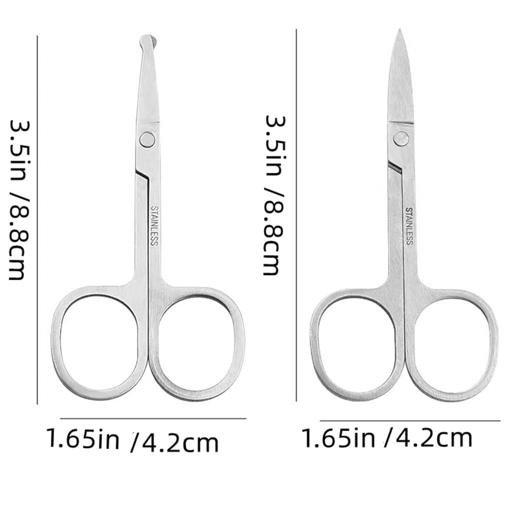 XUJINCN Small Scissors 3.5in - 3 Pack Curved & Round Beauty Scissors for Eyebrows, Eyelashes, Nose Hair, Ear & Mustache Trimming - Stainless Steel Personal Grooming Kit - görsel 12