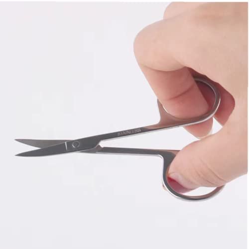 XUJINCN Small Scissors 3.5in - 3 Pack Curved & Round Beauty Scissors for Eyebrows, Eyelashes, Nose Hair, Ear & Mustache Trimming - Stainless Steel Personal Grooming Kit - görsel 11
