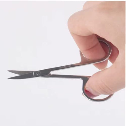 XUJINCN Small Scissors 3.5in - 3 Pack Curved & Round Beauty Scissors for Eyebrows, Eyelashes, Nose Hair, Ear & Mustache Trimming - Stainless Steel Personal Grooming Kit