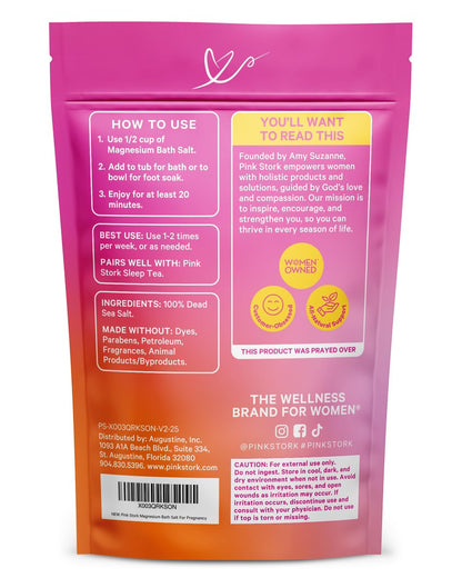 Pink Stork Pregnancy Bath Soak – Unscented Magnesium Flakes & Dead Sea Salt for Pregnancy Aches, Swollen Feet, and Stress Relief – Fragrance-Free – 2 lb Avelisse
