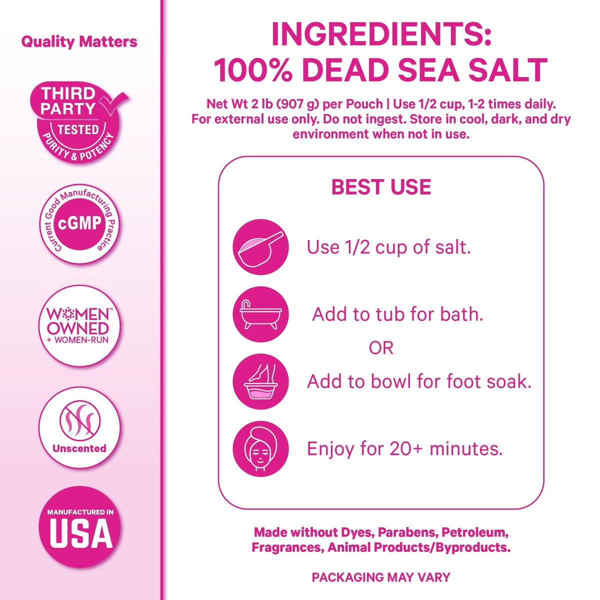 Pink Stork Pregnancy Bath Soak – Unscented Magnesium Flakes & Dead Sea Salt for Pregnancy Aches, Swollen Feet, and Stress Relief – Fragrance-Free – 2 lb Avelisse