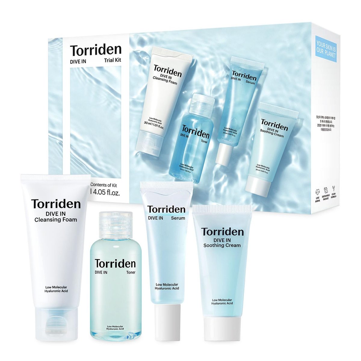 Torriden DIVE IN Trial Kit | Hyaluronic Acid Daily Skincare Set for Hydration & Travel - görsel 1