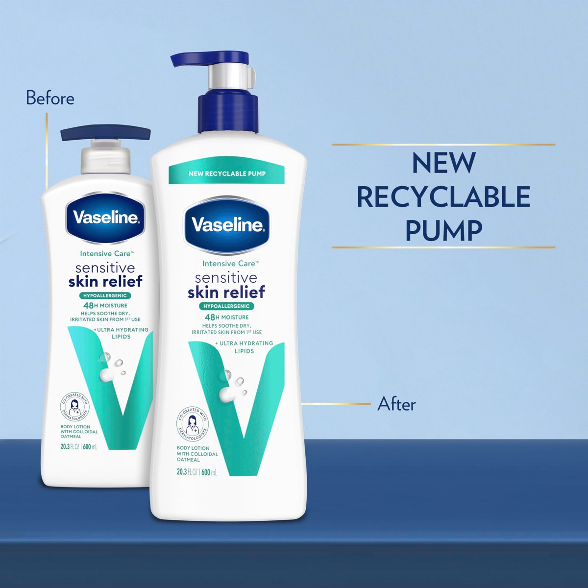 Vaseline Intensive Care Body Lotion 4 Pack Sensitive Skin Relief for Dry Skin with Colloidal Oatmeal and Ultra-Hydrating Lipids, 20.3 oz Each Avelisse